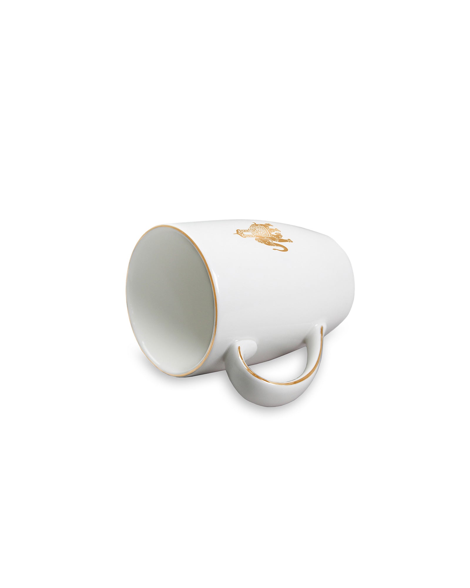 Gold || Vola Gaj Mugs Set of 2 | 230 ml Porcelain Coffee Mugs with Elephant Design