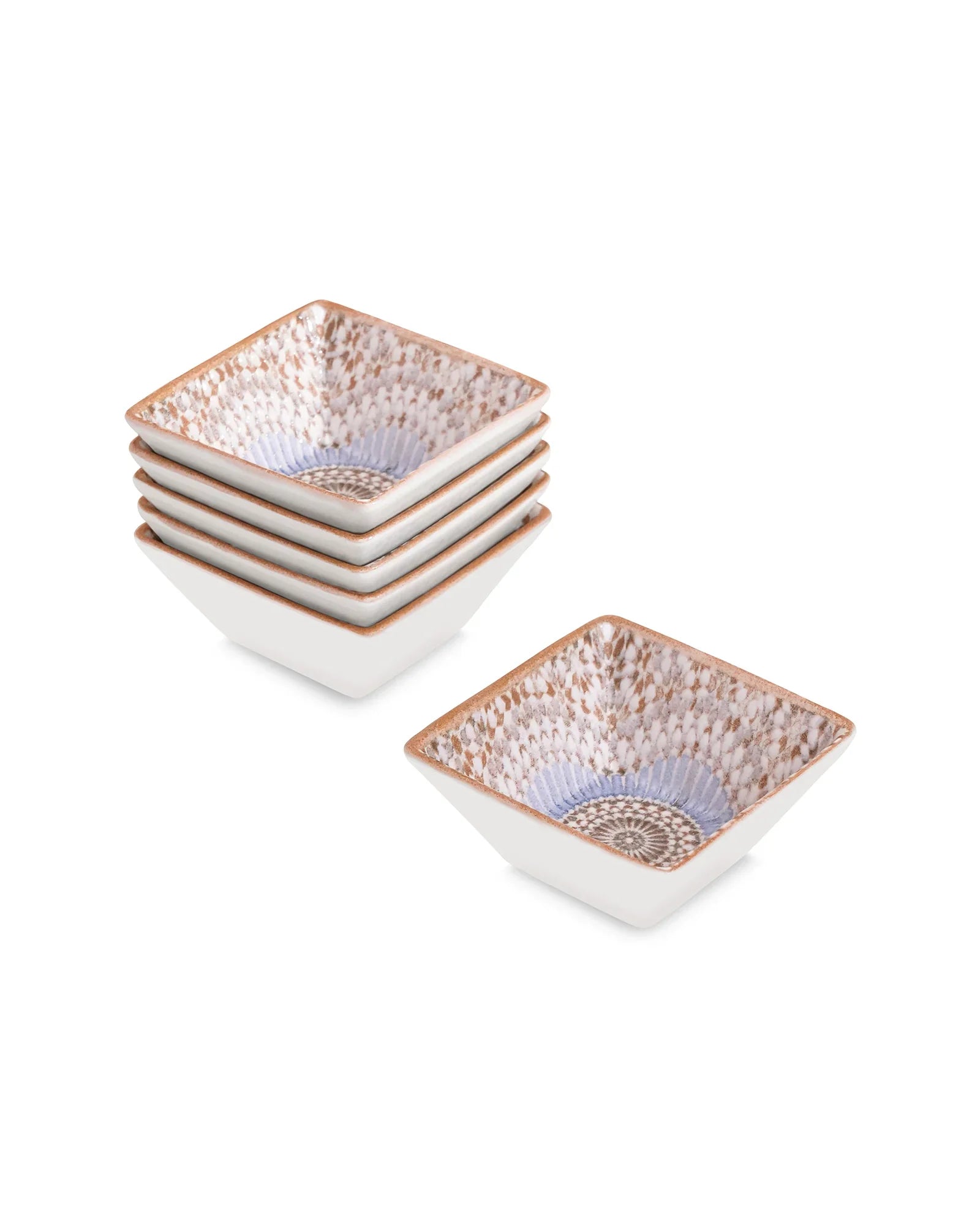 Pixel Edge Bowl Set of 6 – Elegant Fine Porcelain Bowls for Snacks - Vola Global