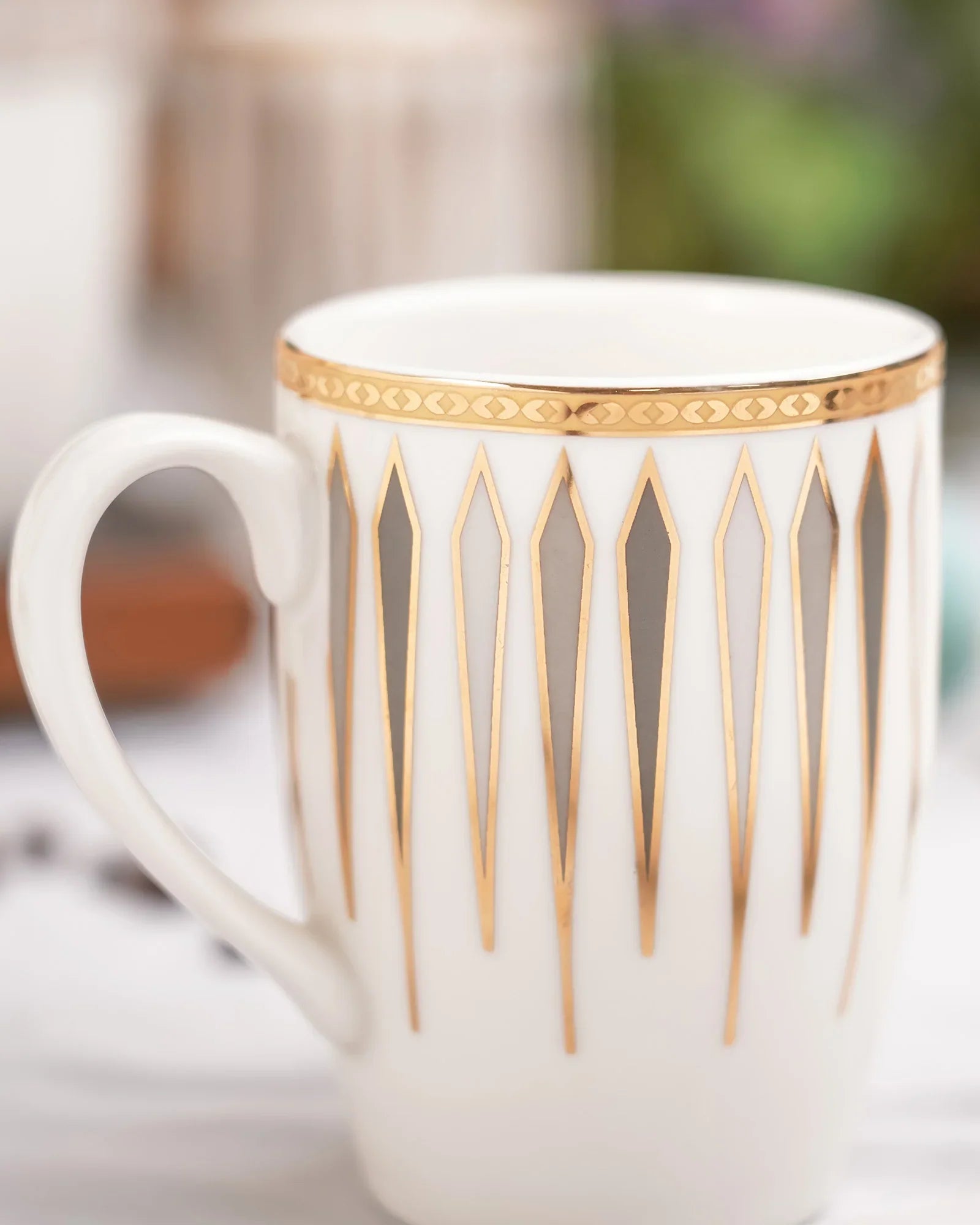 Diamond Dash Set of 2 – Elegant Fine Porcelain Mugs for Tea, Coffee & Gifting - Vola Global