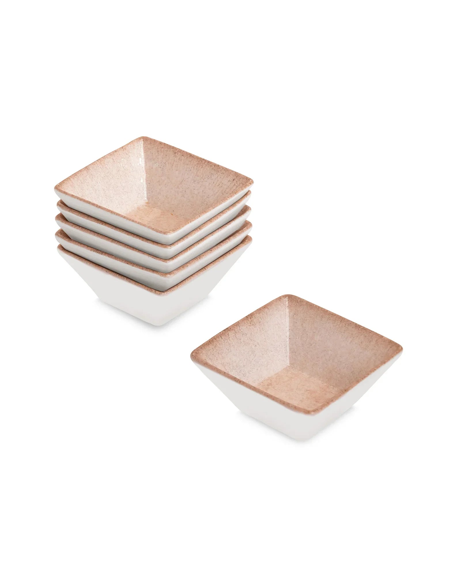 Pixel Edge Bowl Set of 6 – Elegant Fine Porcelain Bowls for Snacks - Vola Global