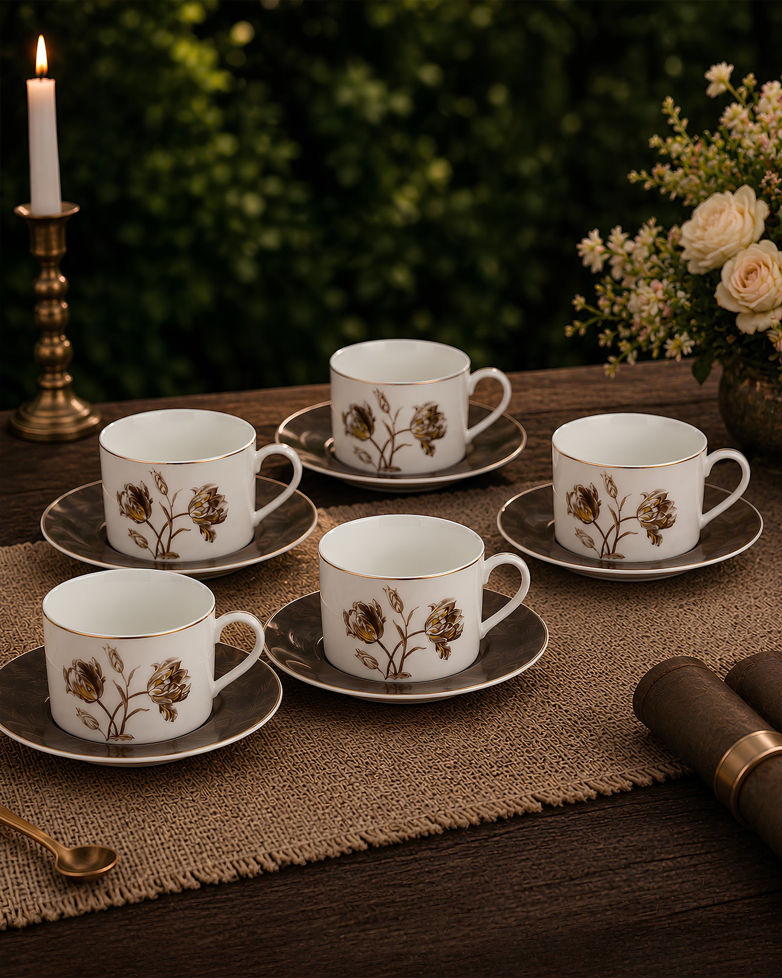 Vola Sepia Garden 17-Pc Tea Set | 24K Gold Legacy Edition
