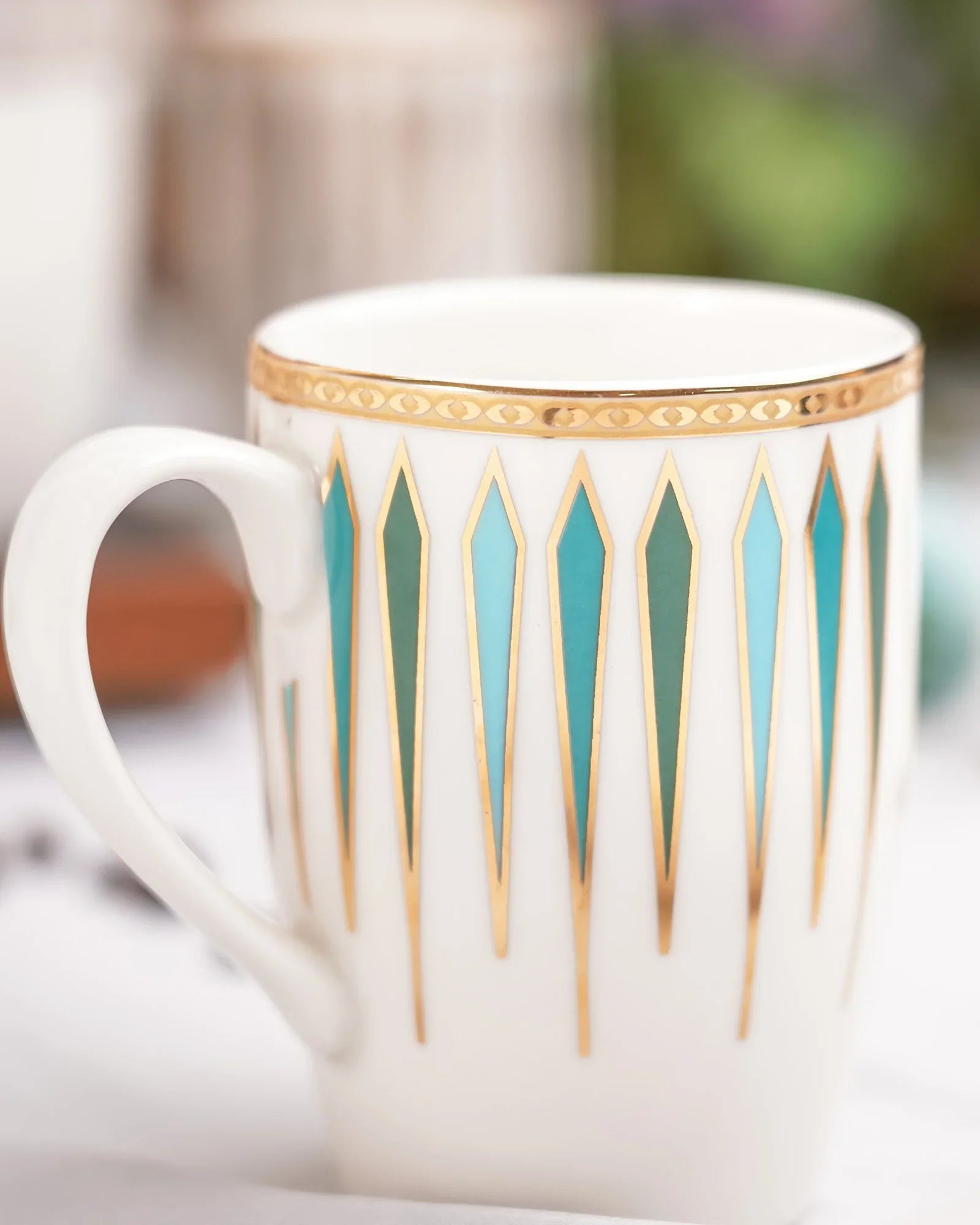 Diamond Dash Set of 2 – Elegant Fine Porcelain Mugs for Tea, Coffee & Gifting - Vola Global