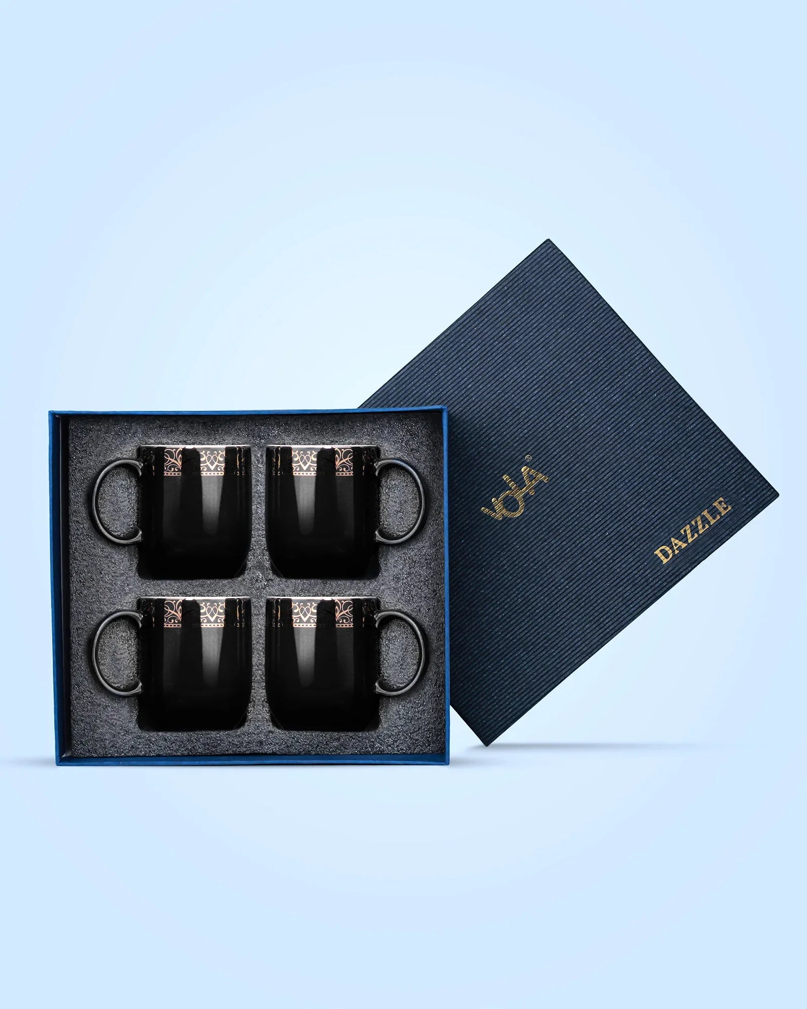 Heritage Sparkle Fine Porcelain Mug Set of 6 – Superior Finish in Trendy Hues - Vola Global