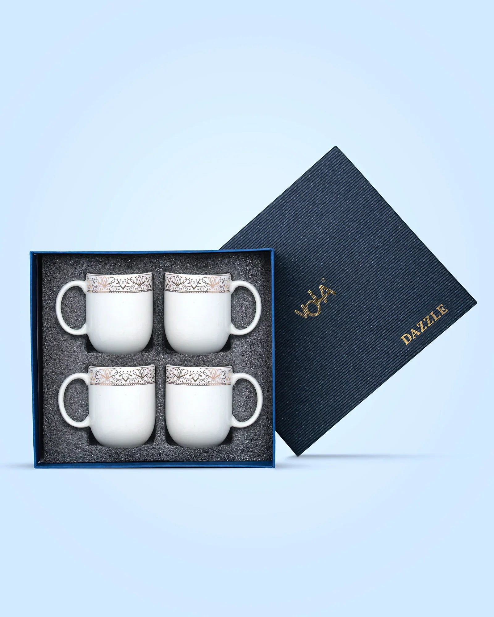 Heritage Sparkle Fine Porcelain Mug Set of 6 – Superior Finish in Trendy Hues - Vola Global