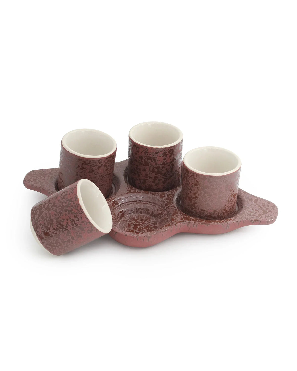 Speckle Pattern Shot Squad Tray – Stoneware Holder Tray with Contemporary Speckled Design - Vola Global