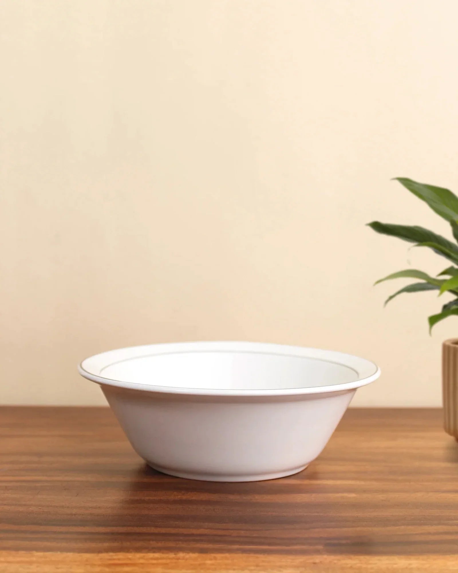 Gaj Salad Bowl – 1 Pc Fine Porcelain Bowl with Platinum Rim & Elephant Motif - Vola Global