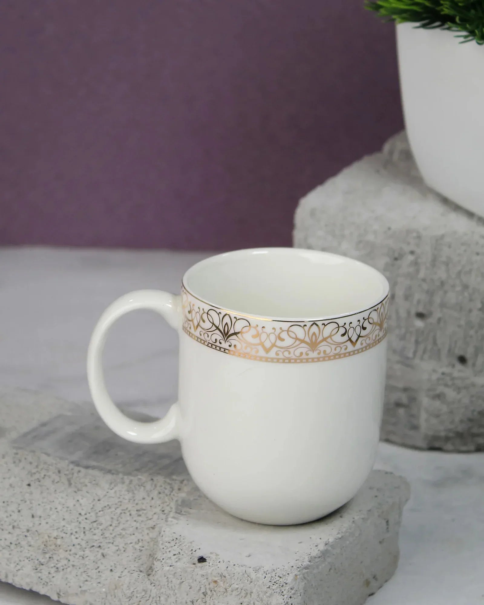 Heritage Sparkle Fine Porcelain Mug Set of 6 – Superior Finish in Trendy Hues - Vola Global