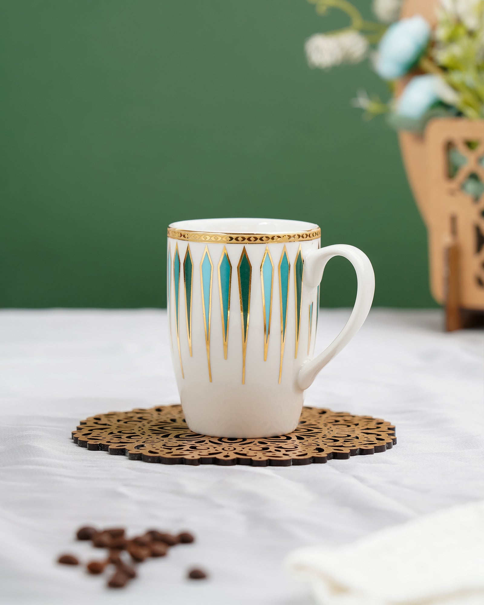 Diamond Dash Set of 2 – Elegant Fine Porcelain Mugs for Tea, Coffee & Gifting - Vola Global
