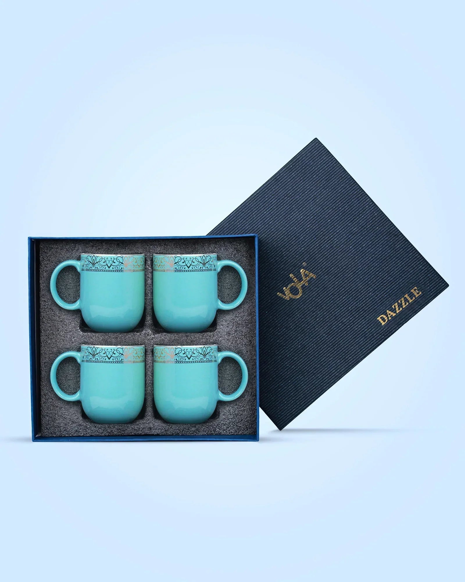 Heritage Sparkle Fine Porcelain Mug Set of 6 – Superior Finish in Trendy Hues - Vola Global