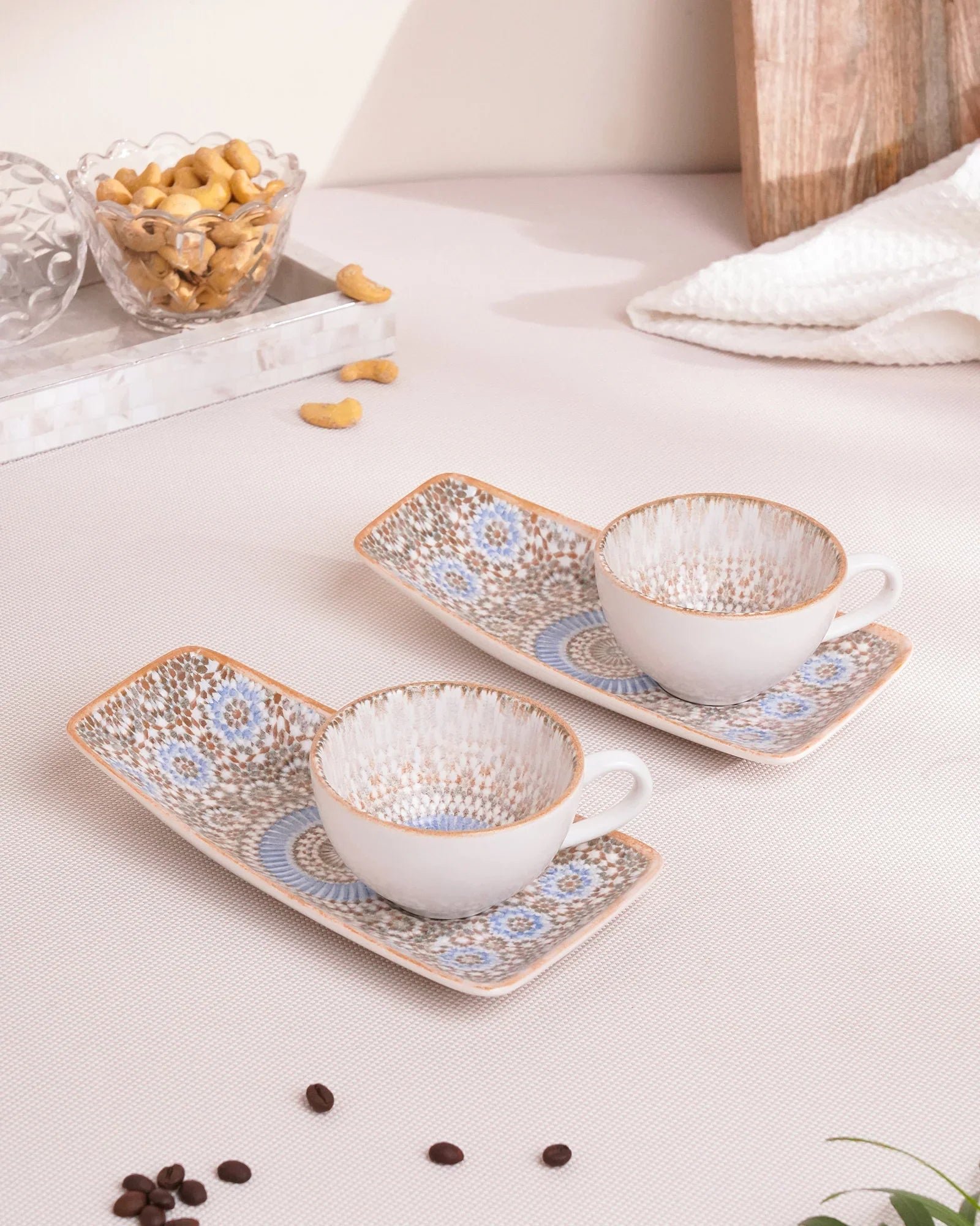 Pixel Cup & Cookie Delight Set – Elegant Fine Porcelain Mug with Cookie Plate - Vola Global