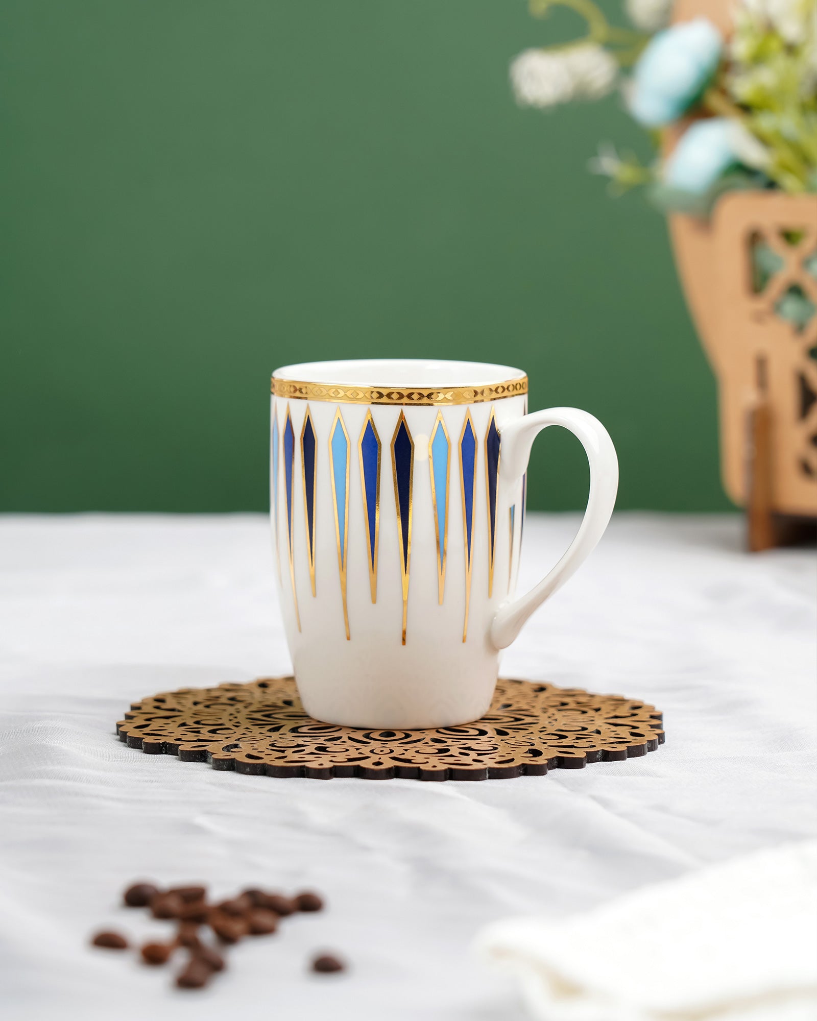 Diamond Dash Set of 2 – Elegant Fine Porcelain Mugs for Tea, Coffee & Gifting - Vola Global