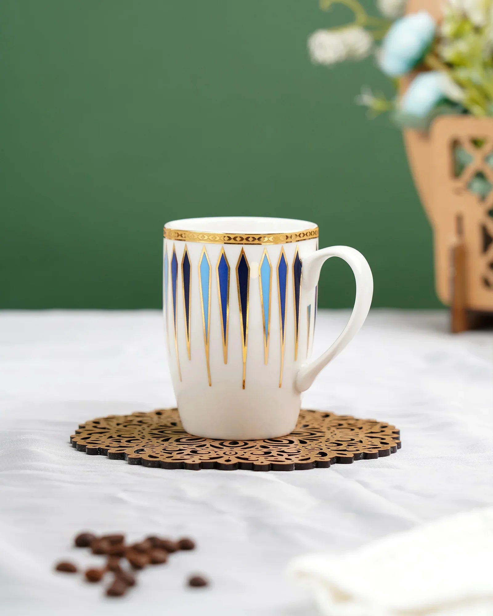 Diamond Dash Set of 2 – Elegant Fine Porcelain Mugs for Tea, Coffee & Gifting - Vola Global