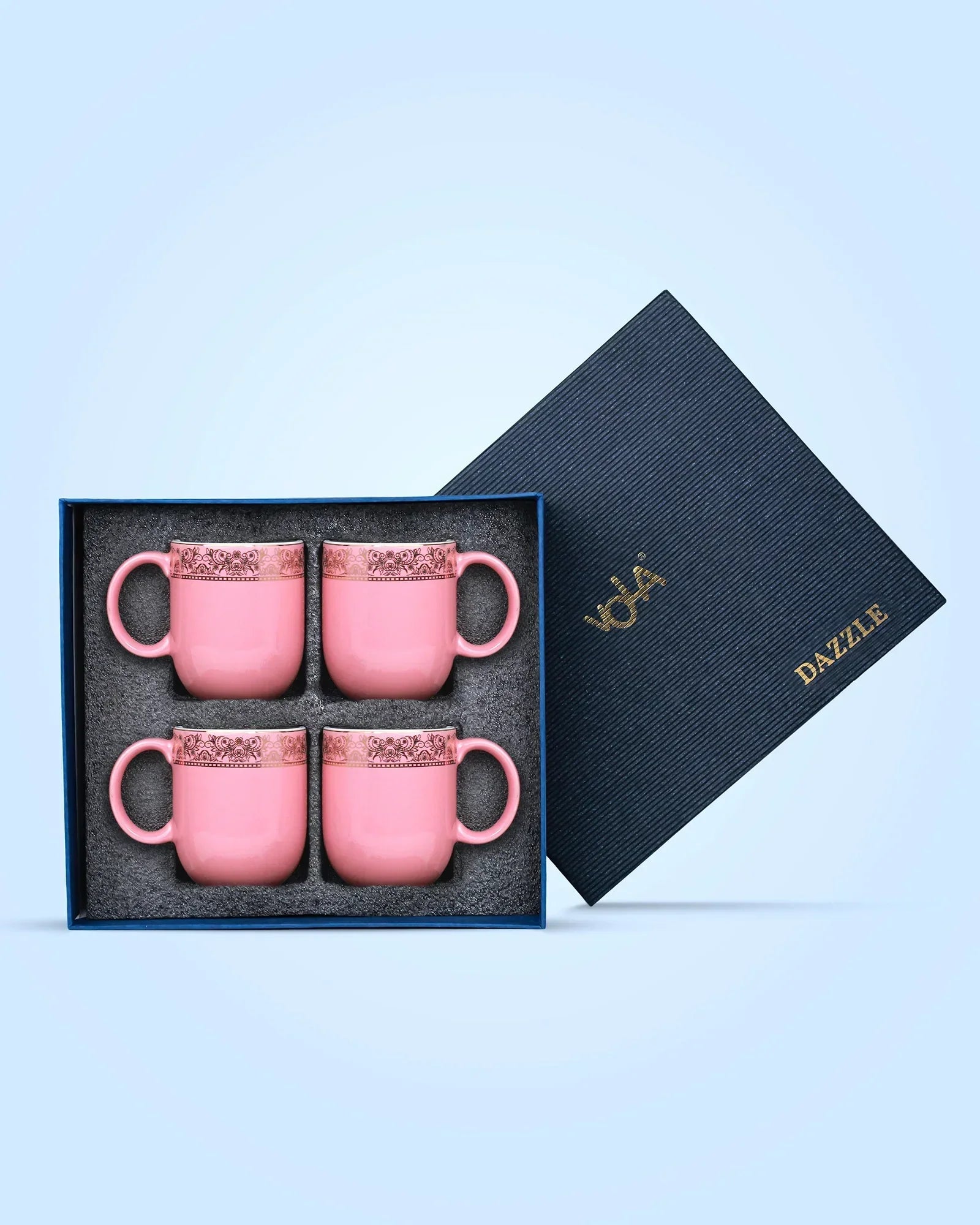 Heritage Sparkle Fine Porcelain Mug Set of 6 – Superior Finish in Trendy Hues - Vola Global