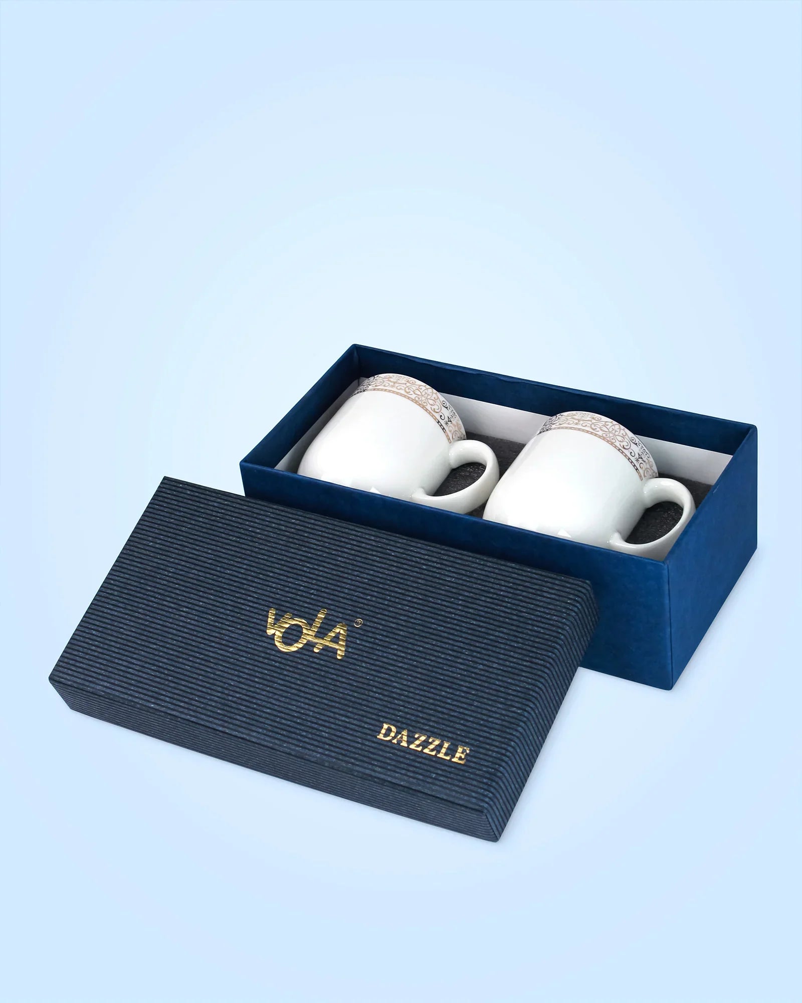 Heritage Sparkle Fine Porcelain Mug Set of 6 – Superior Finish in Trendy Hues - Vola Global