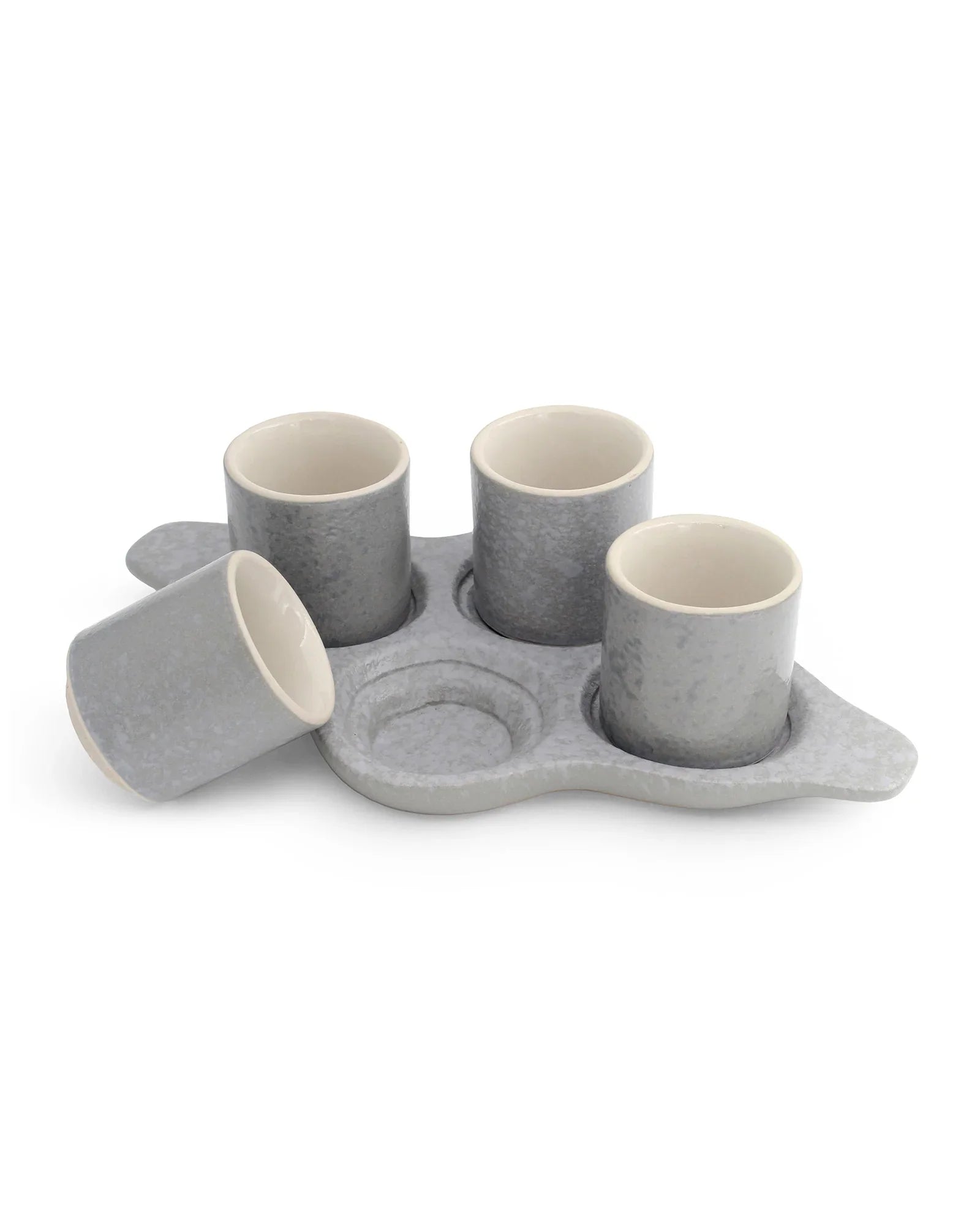 Speckle Pattern Shot Squad Tray – Stoneware Holder Tray with Contemporary Speckled Design - Vola Global