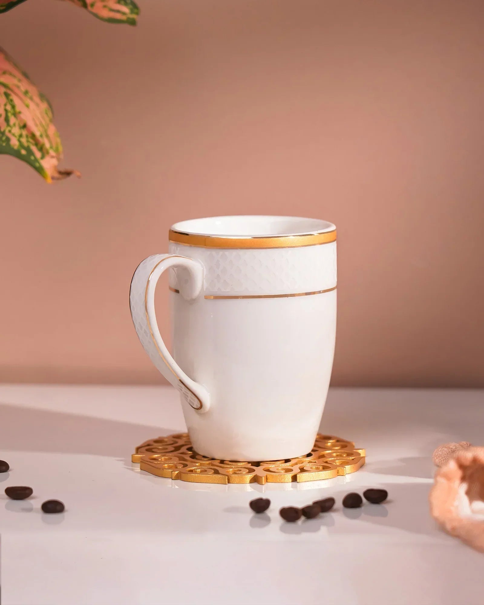 Stellar Collection Fine Porcelain Ogee Mug Set of 2 – Classic Ogee Pattern for Tea & Coffee - Vola Global