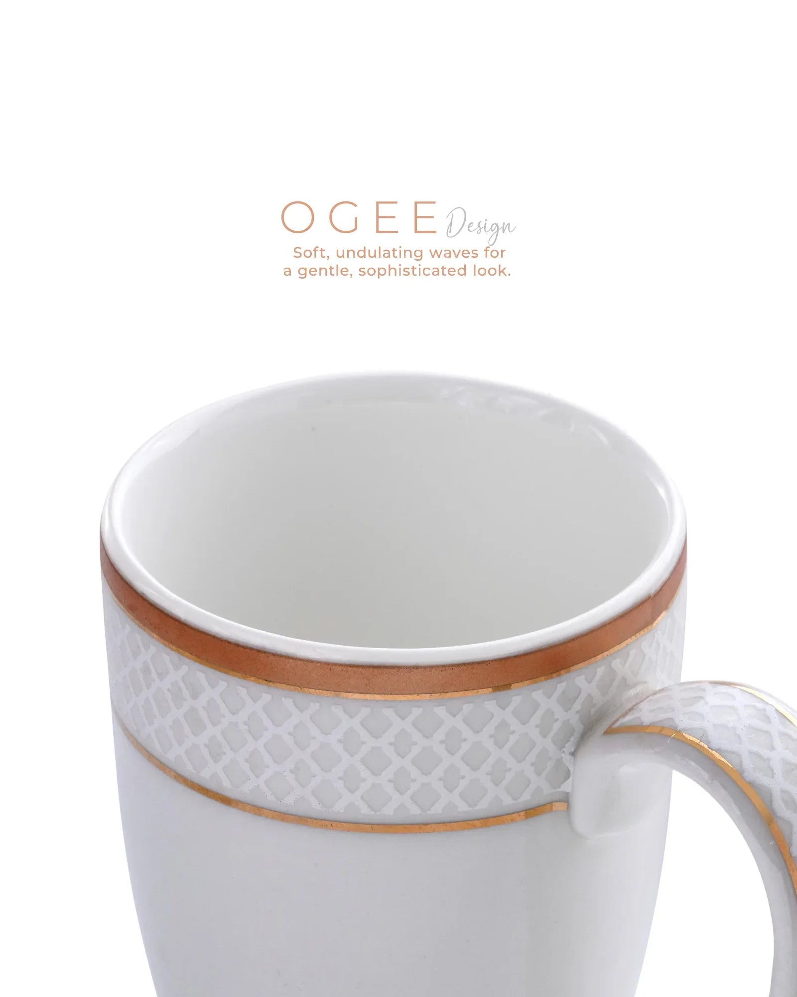 Stellar Collection Fine Porcelain Ogee Mug Set of 2 – Classic Ogee Pattern for Tea & Coffee - Vola Global || Set of 2 * 300ml