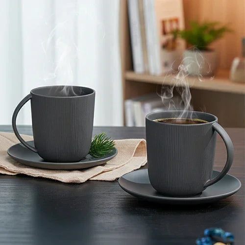 Vogue Conical Fine Porcelain Cup & Saucer Set of 12 – Modern Tapered Design for Tea & Coffee