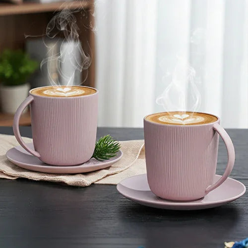 Vogue Conical Fine Porcelain Cup & Saucer Set of 12 – Modern Tapered Design for Tea & Coffee