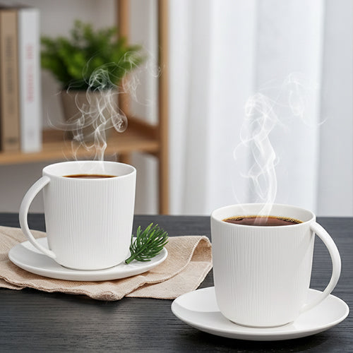 Vogue Conical Fine Porcelain Cup & Saucer Set of 12 – Modern Tapered Design for Tea & Coffee