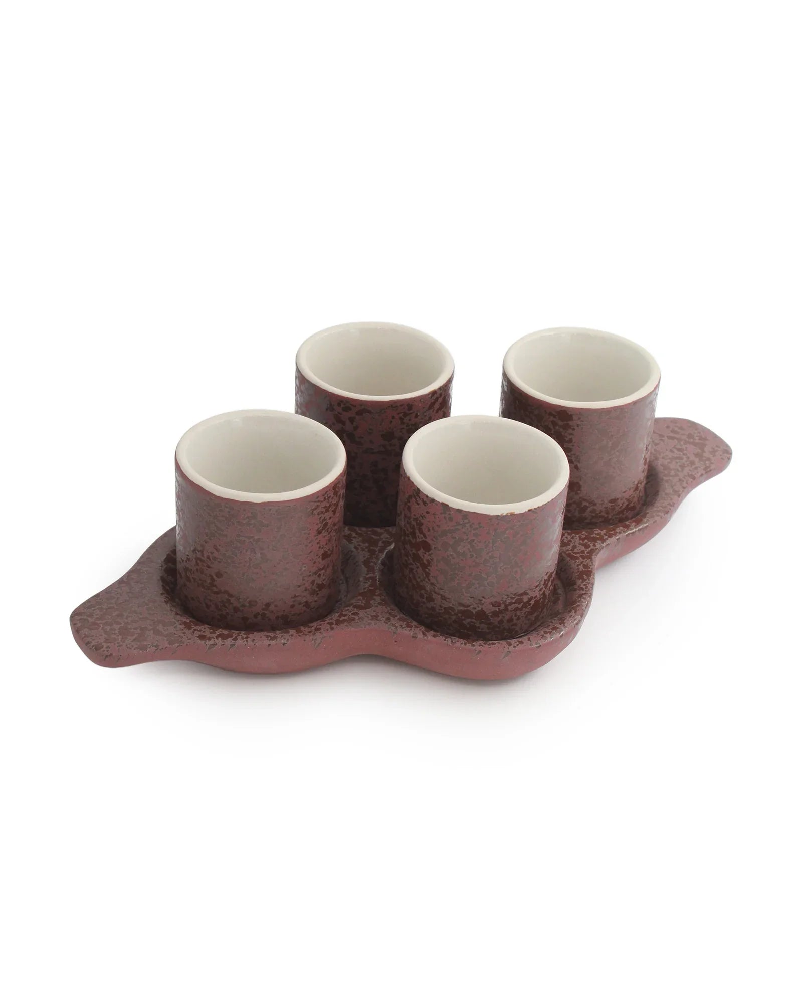 Speckle Pattern Shot Squad Tray – Stoneware Holder Tray with Contemporary Speckled Design - Vola Global