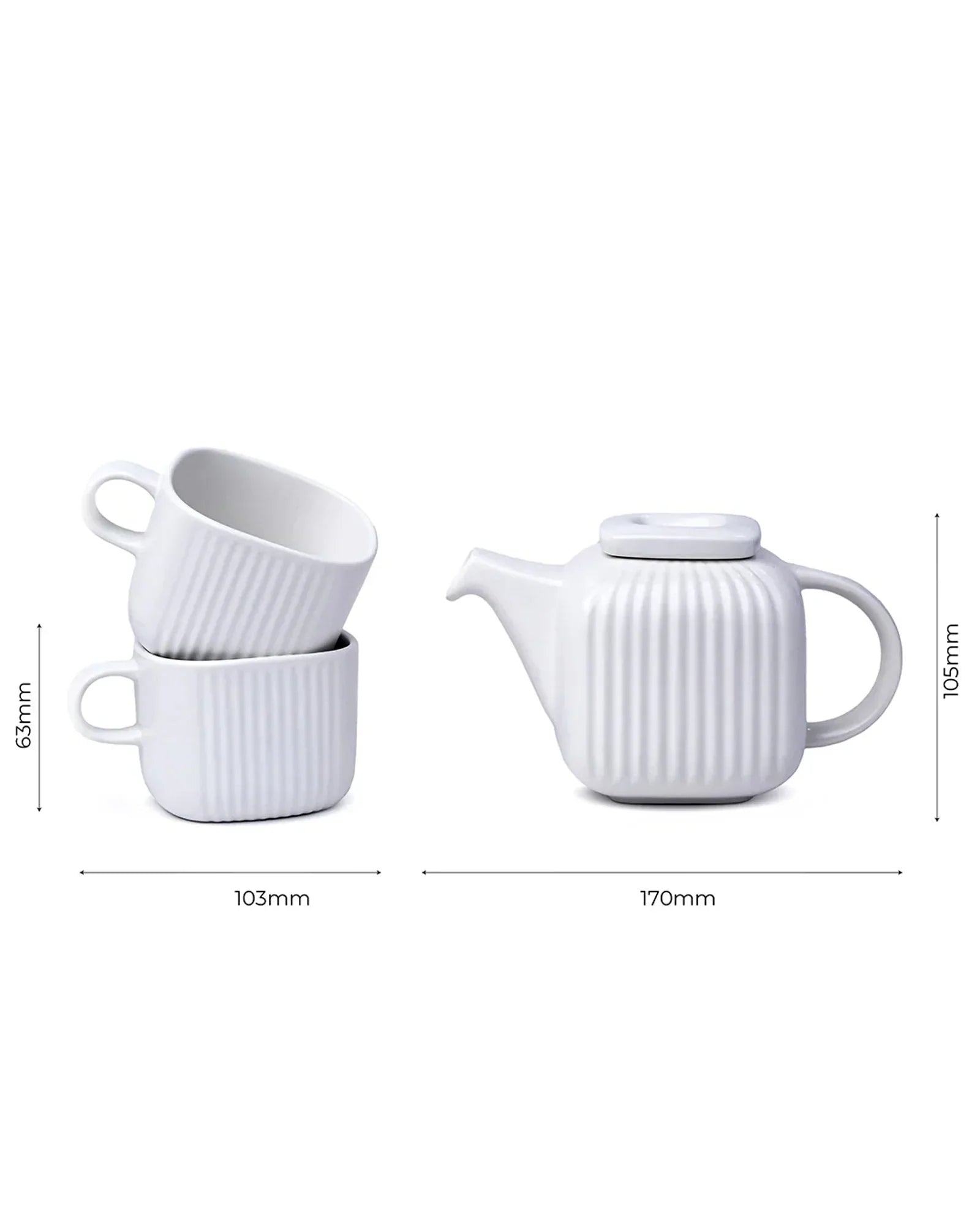 Bloom Tea Trio – Porcelain Tea Set with 2 Mugs & 1 Teapot | Elegant Set for Gifting & Daily Use - Vola Global