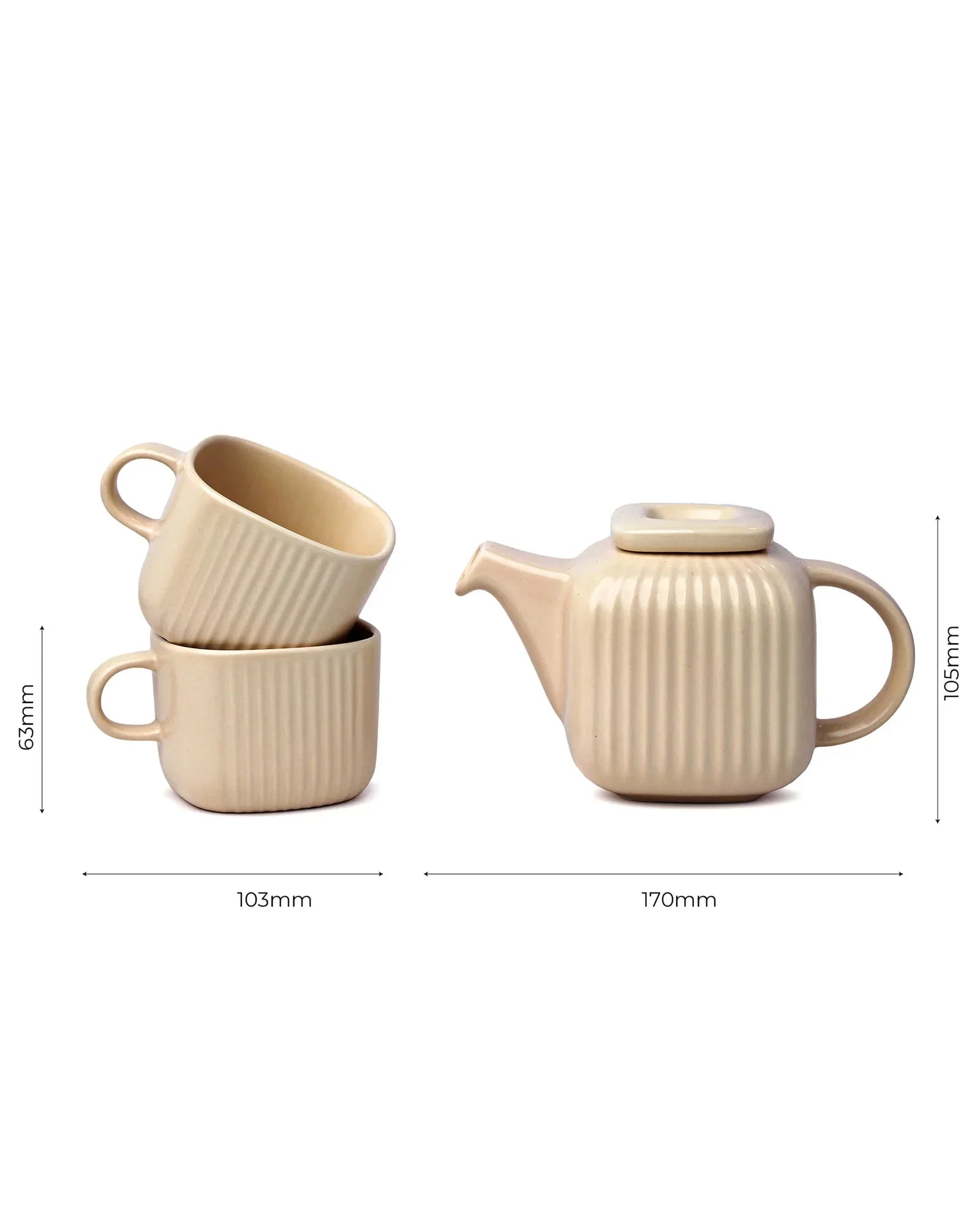 Bloom Tea Trio – Porcelain Tea Set with 2 Mugs & 1 Teapot | Elegant Set for Gifting & Daily Use - Vola Global