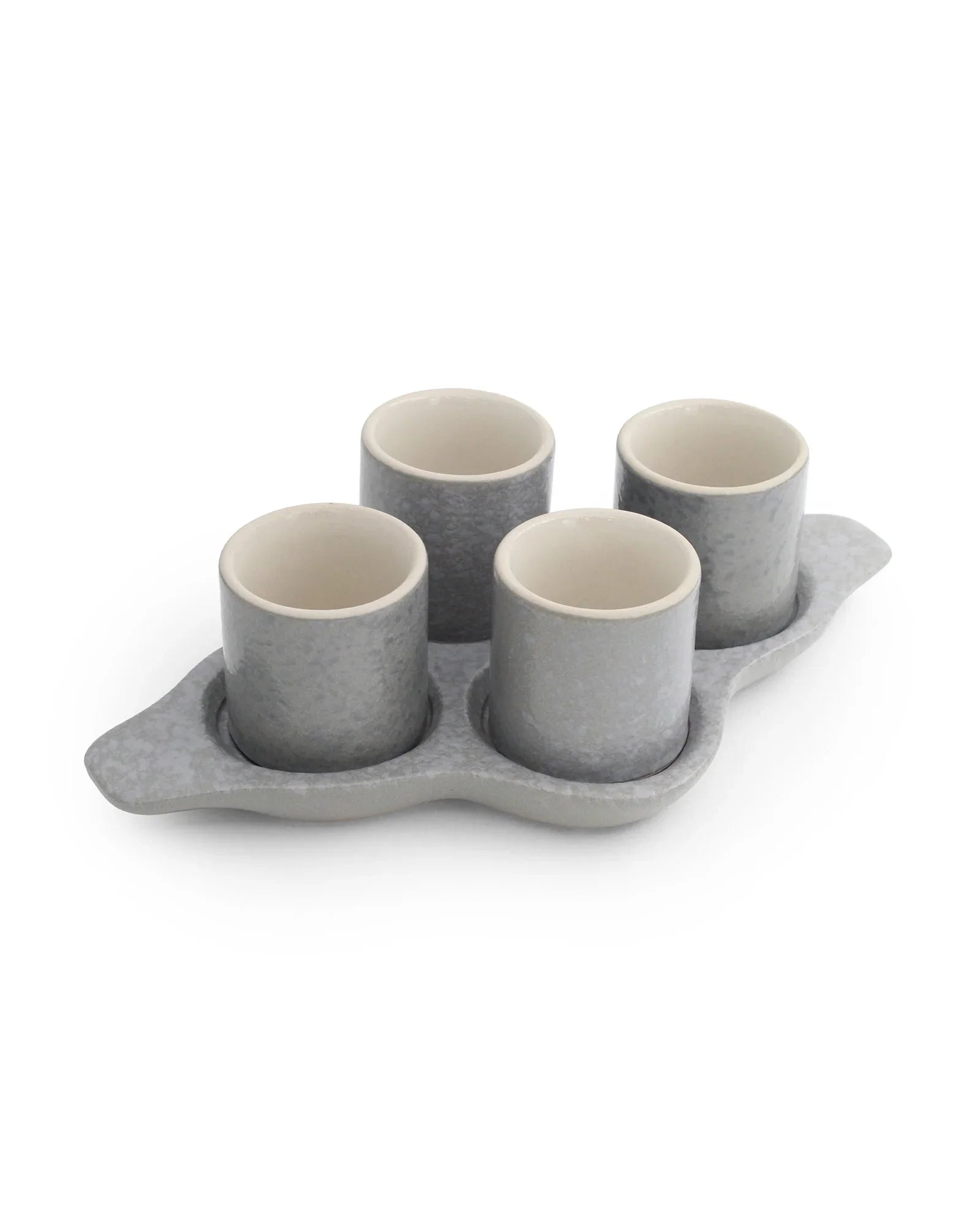 Speckle Pattern Shot Squad Tray – Stoneware Holder Tray with Contemporary Speckled Design - Vola Global