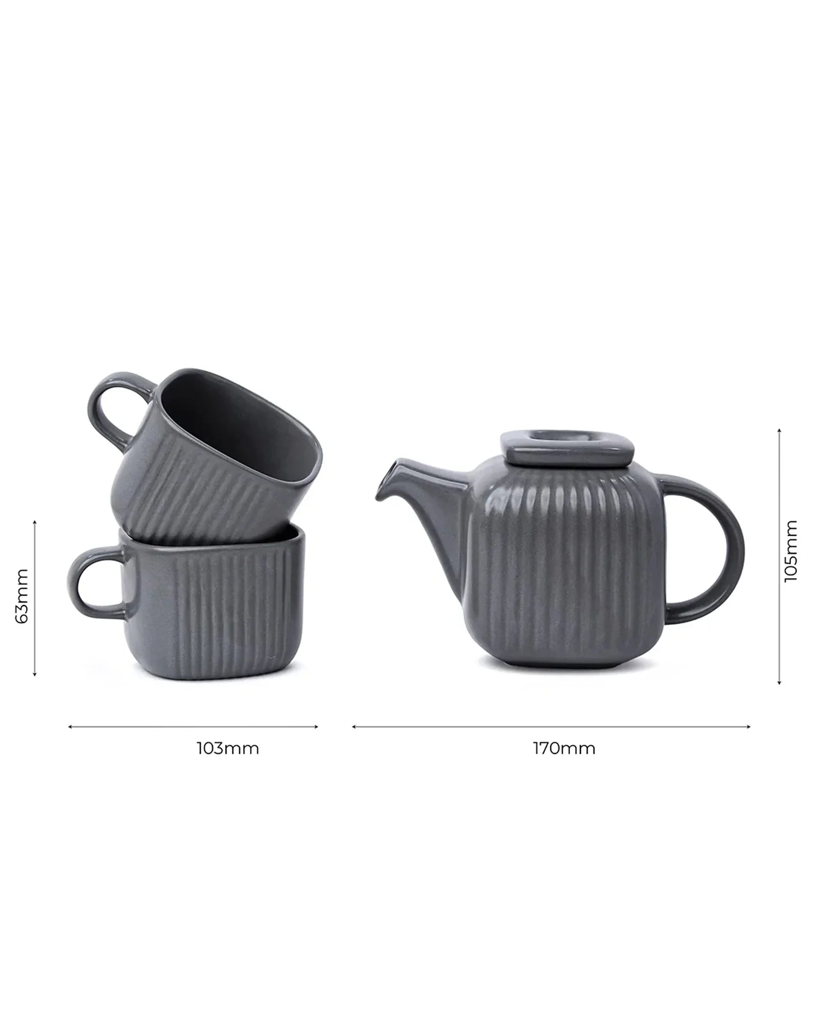 Bloom Tea Trio – Porcelain Tea Set with 2 Mugs & 1 Teapot | Elegant Set for Gifting & Daily Use - Vola Global