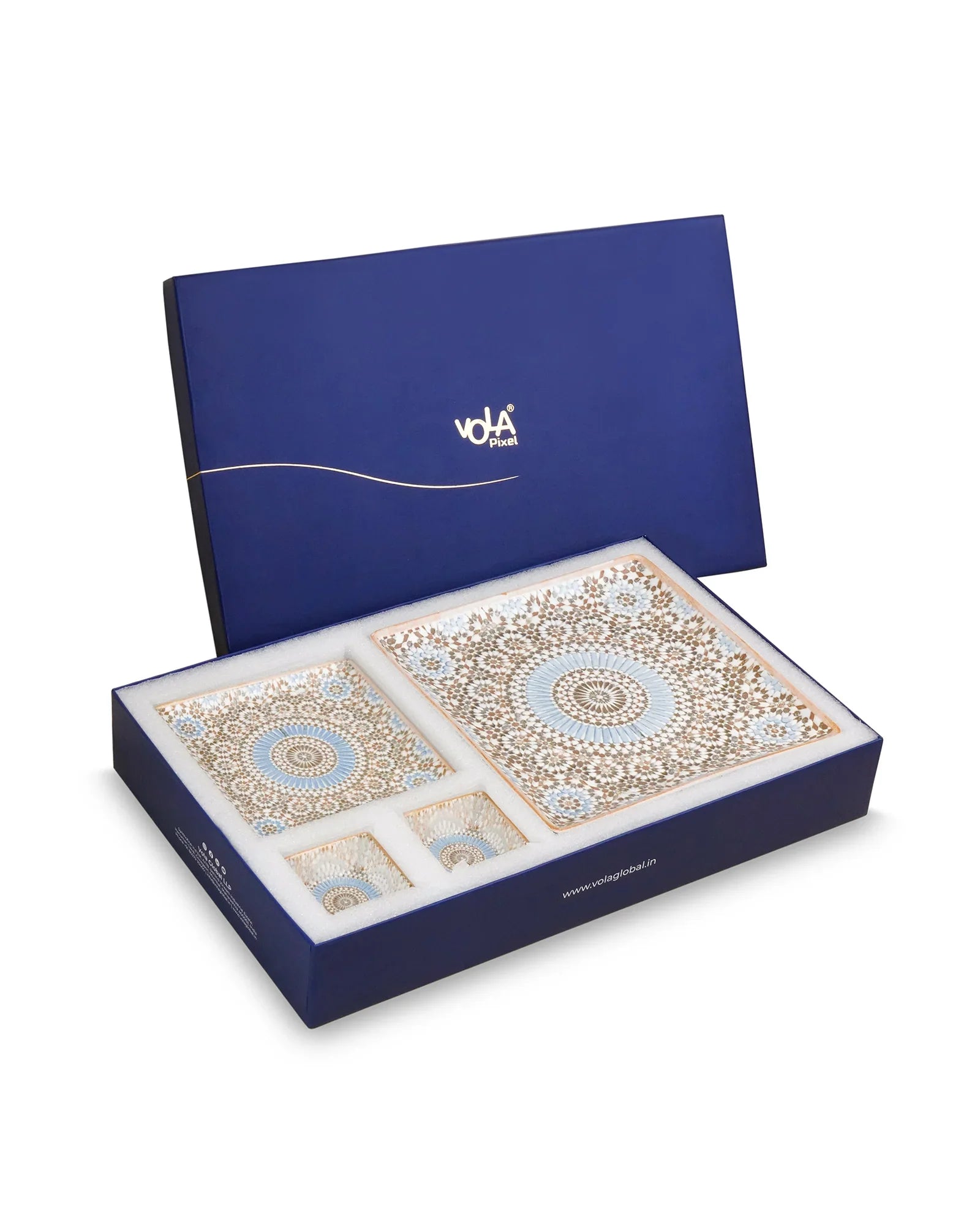 Pixel Collection Fine Porcelain Snack Set of 13 – Premium Serving Bowls & Plates - Vola Global