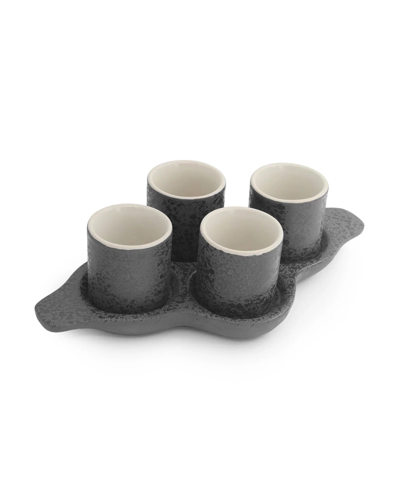 Speckle Pattern Shot Squad Tray – Stoneware Holder Tray with Contemporary Speckled Design - Vola Global