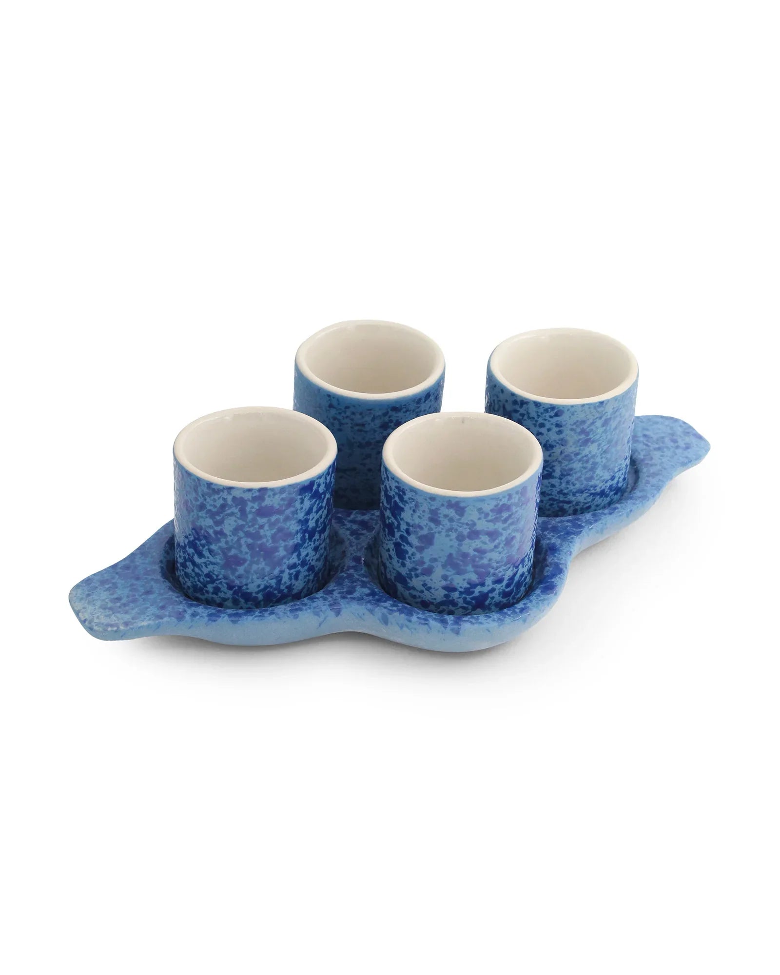 Speckle Pattern Shot Squad Tray – Stoneware Holder Tray with Contemporary Speckled Design - Vola Global