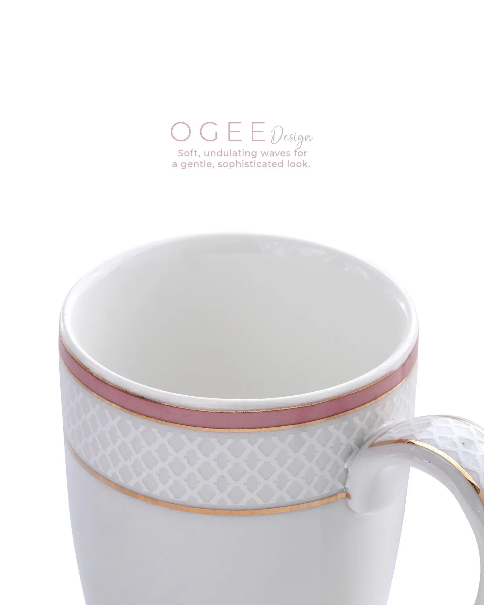 Stellar Collection Fine Porcelain Ogee Mug Set of 2 – Classic Ogee Pattern for Tea & Coffee - Vola Global || Set of 2 * 230ml