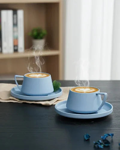 Vogue Elevated Fine Porcelain Cup & Saucer Set of 12 – Elevated Base Design for Tea & Coffee