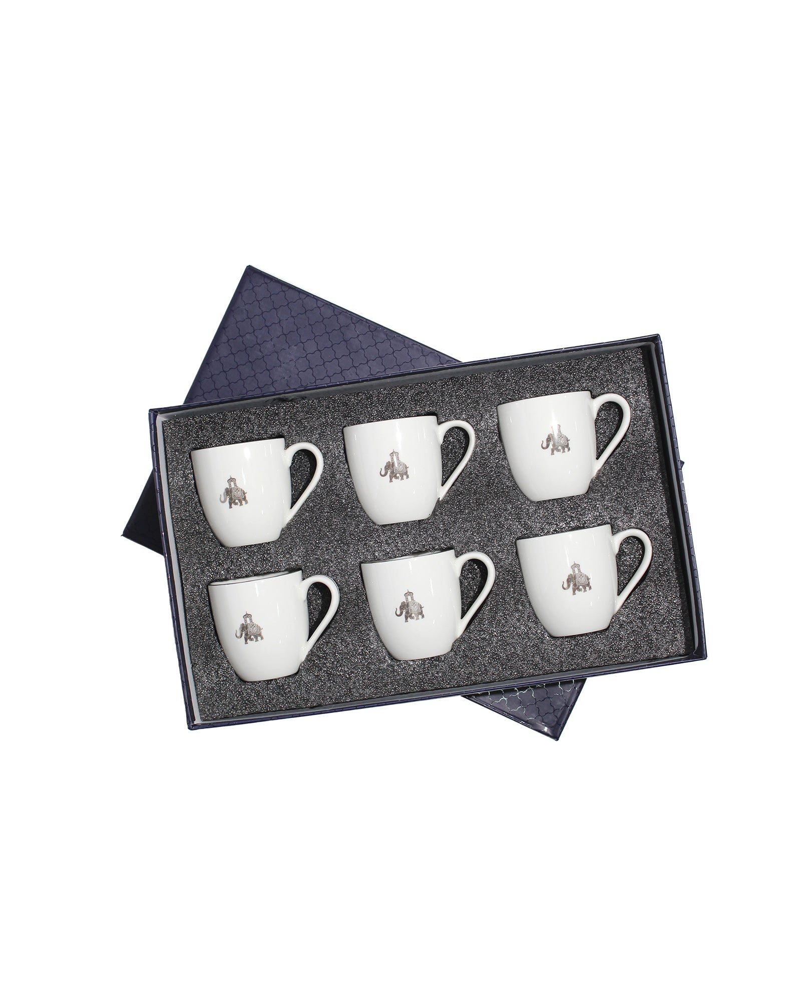 Platinum || Gaj Mini Sip Cup—Porcelain Cup | Elephant Motif | Ideal for Tasting, Espresso & Gifting