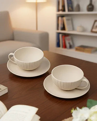 Vogue Coupe Fine Porcelain Cup & Saucer Set of 12 – Sleek Contemporary Design for Tea & Coffee