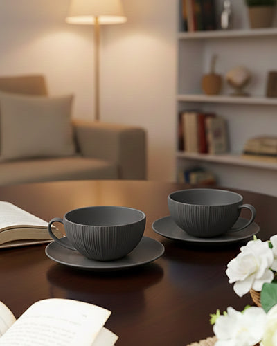 Vogue Coupe Fine Porcelain Cup & Saucer Set of 12 – Sleek Contemporary Design for Tea & Coffee