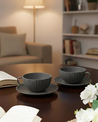 Vogue Coupe Fine Porcelain Cup & Saucer Set of 12 – Sleek Contemporary Design for Tea & Coffee