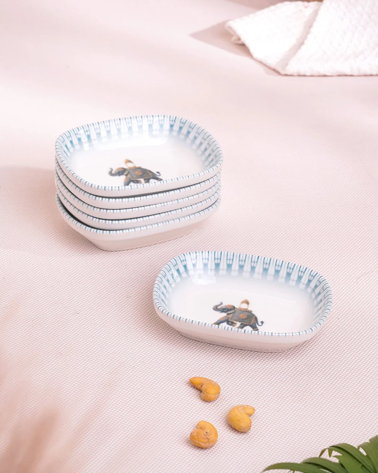 Pixel Rectangle Bowl Set of 6 – 12 cm Elegant Fine Porcelain Snack & Dip Bowls - Vola Global