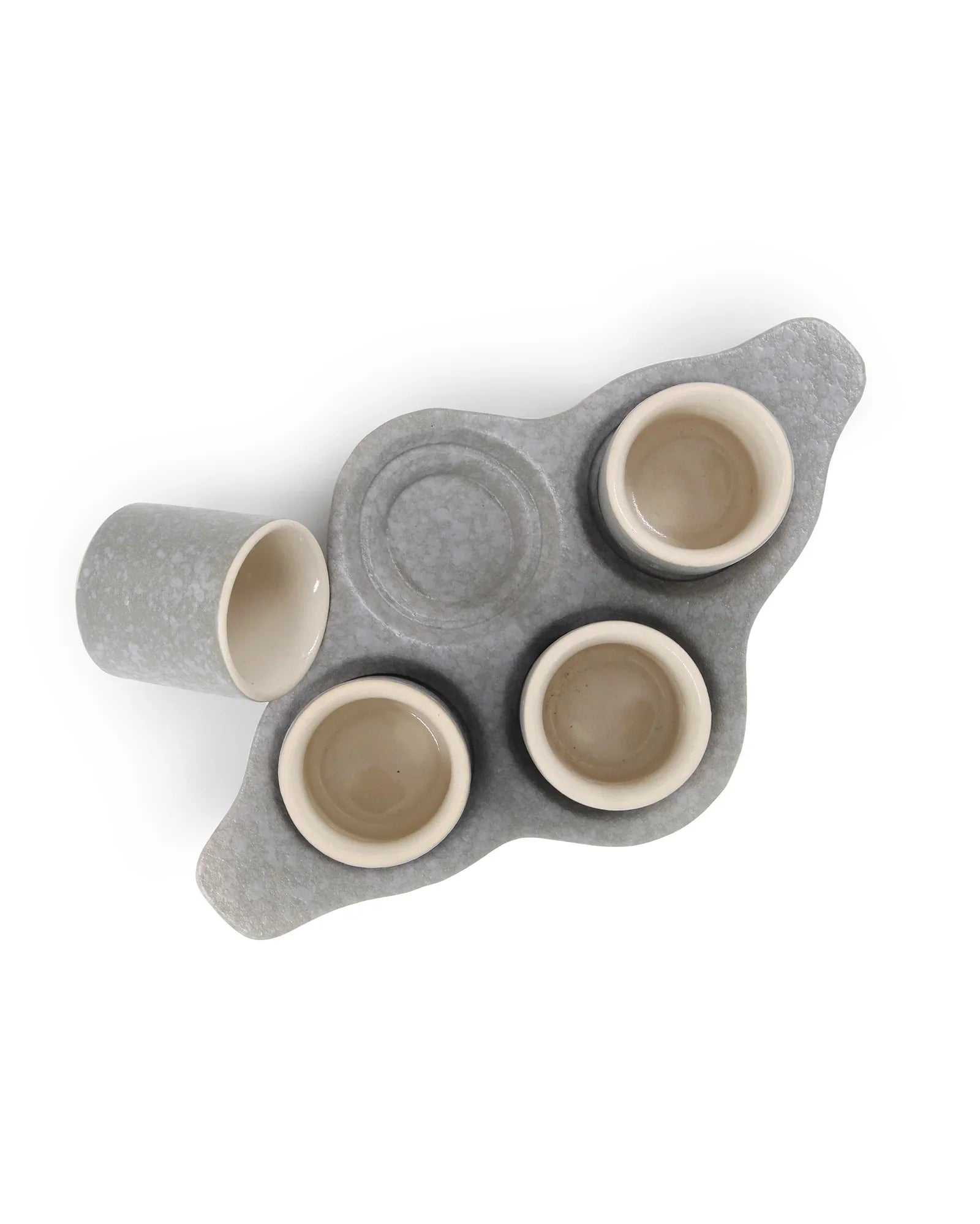 Speckle Pattern Shot Squad Tray – Stoneware Holder Tray with Contemporary Speckled Design - Vola Global