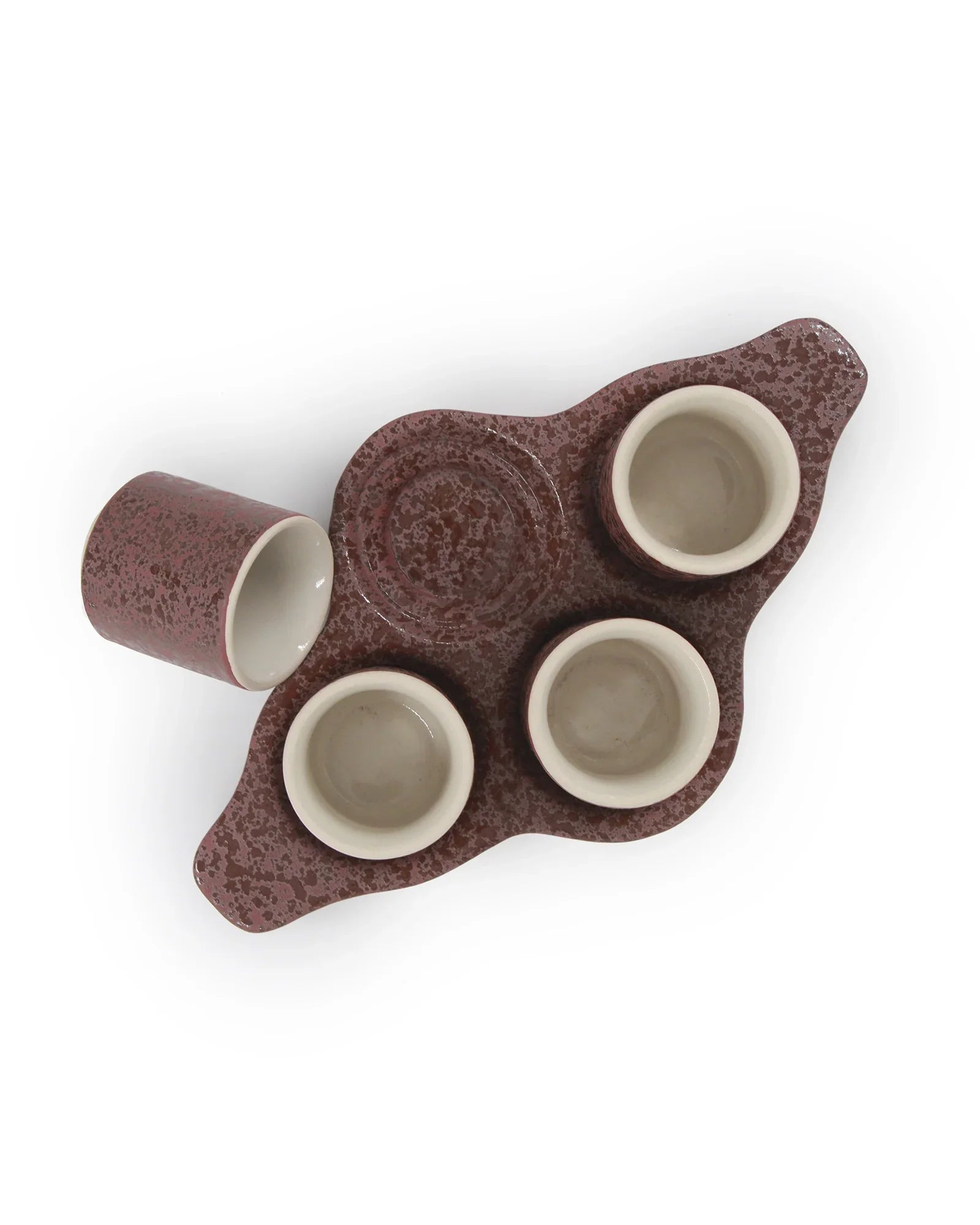 Speckle Pattern Shot Squad Tray – Stoneware Holder Tray with Contemporary Speckled Design - Vola Global