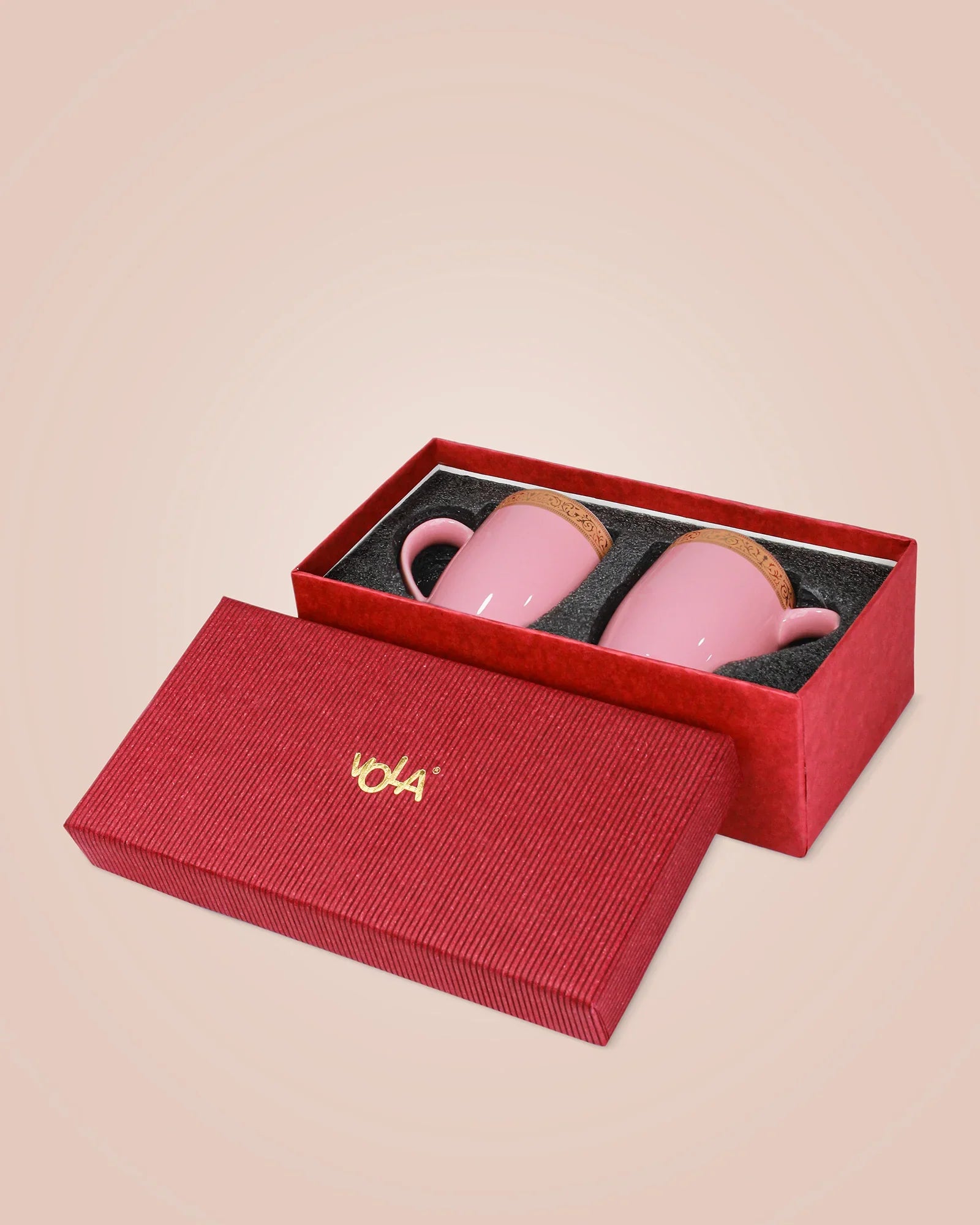 Scarlet Fine Porcelain Mug Set of 6 – Elegant Pastel Colors with Gold Rims - Vola Global