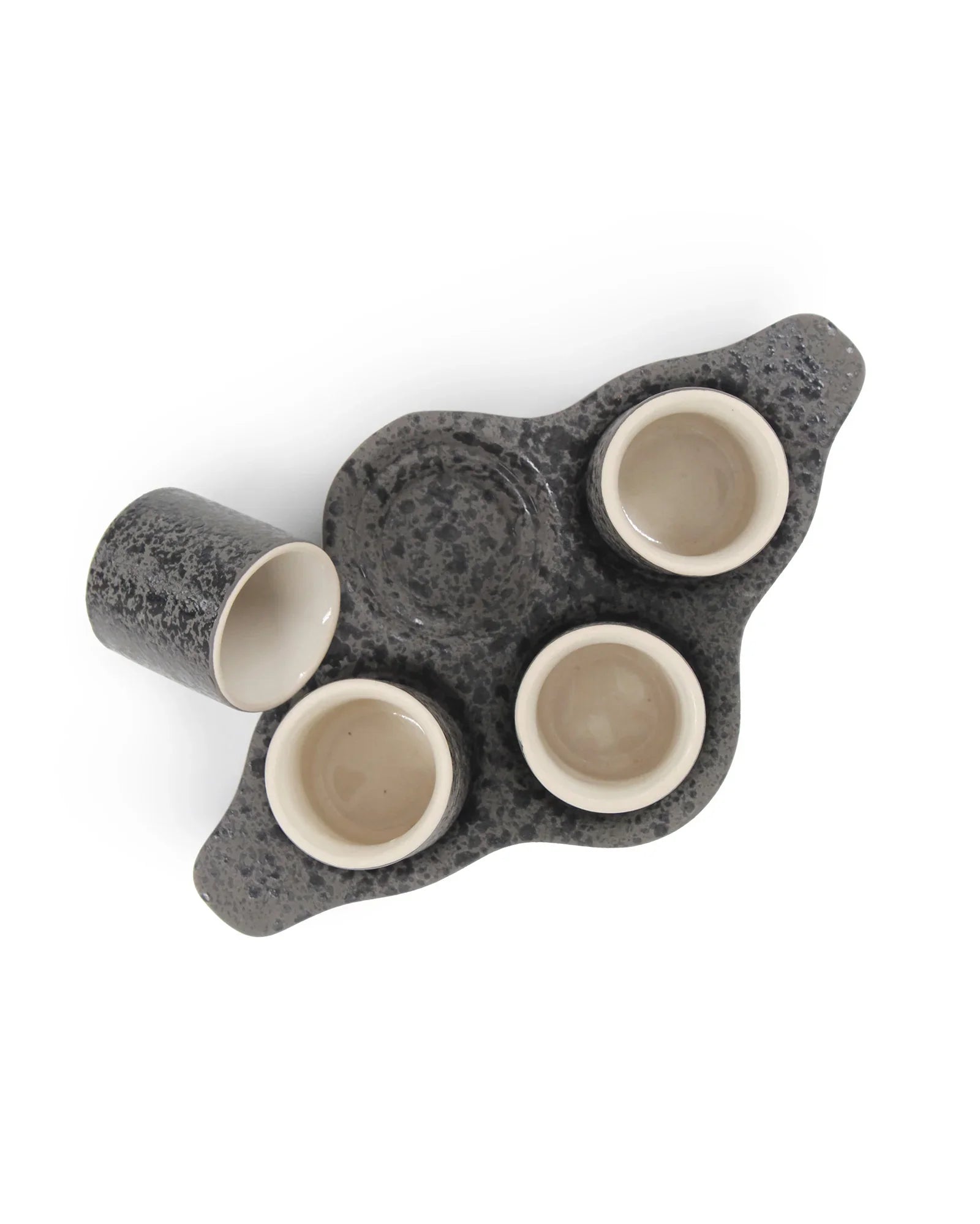 Speckle Pattern Shot Squad Tray – Stoneware Holder Tray with Contemporary Speckled Design - Vola Global