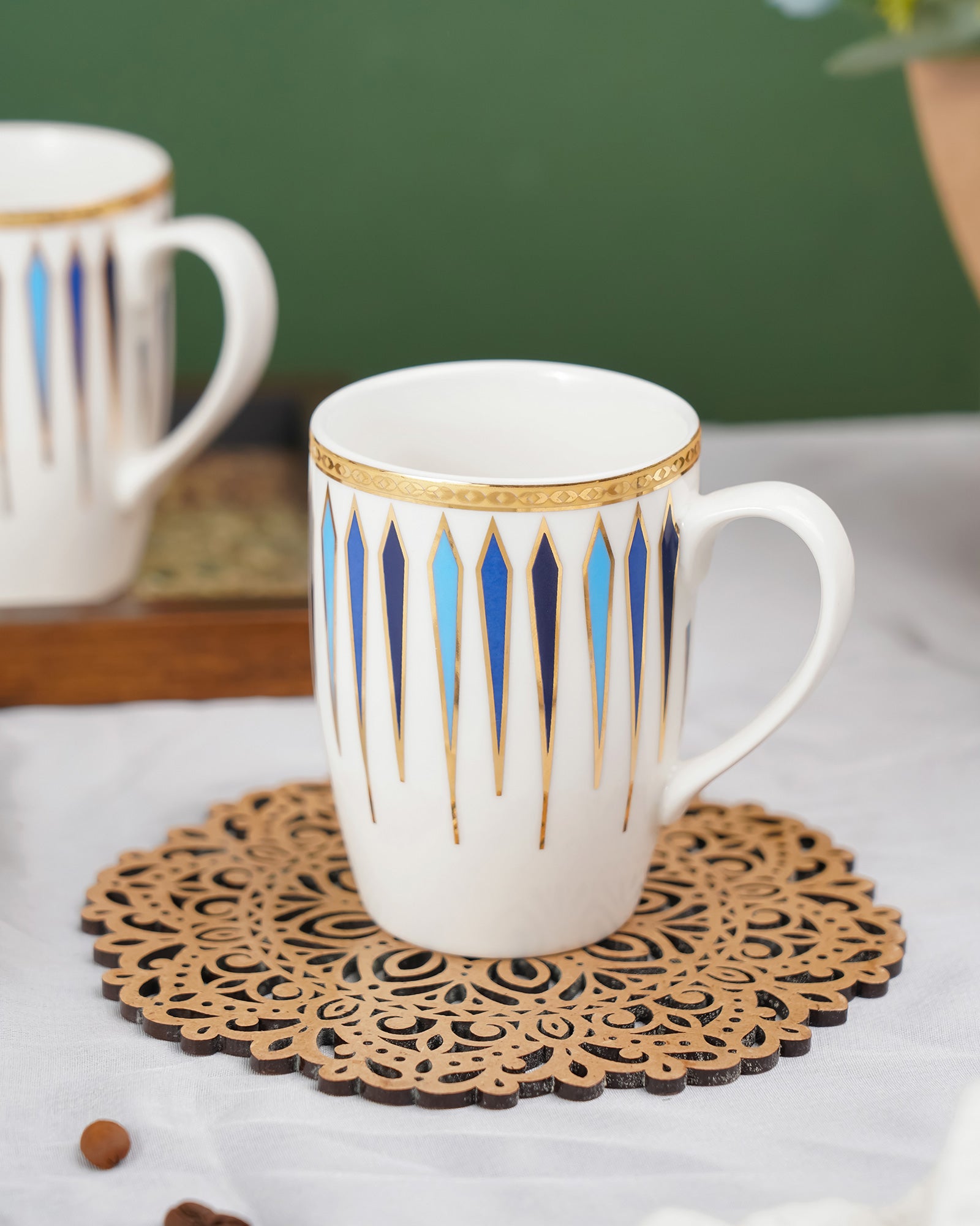 Diamond Dash Set of 2 – Elegant Fine Porcelain Mugs for Tea, Coffee & Gifting - Vola Global
