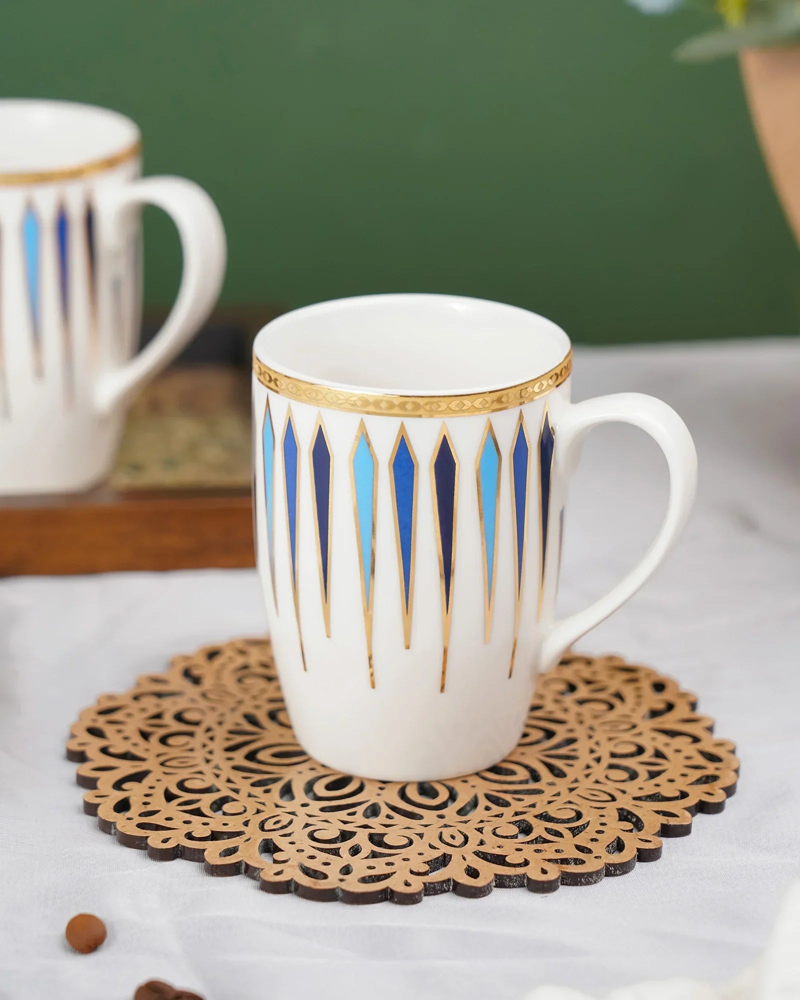 Diamond Dash Set of 2 – Elegant Fine Porcelain Mugs for Tea, Coffee & Gifting - Vola Global