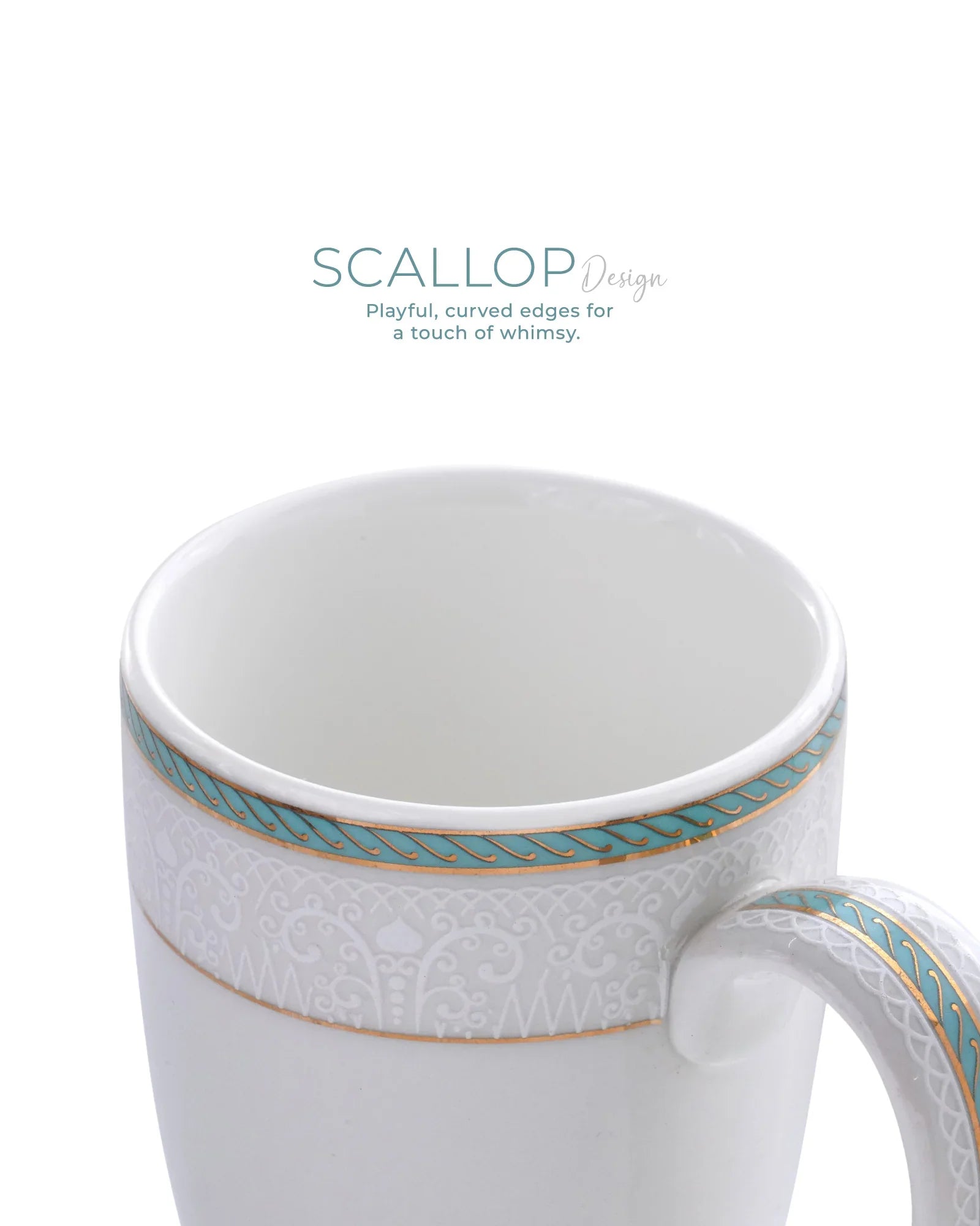 Stellar Collection Fine Porcelain Scallop Mug Set of 2 – Elegant Scalloped Texture for Tea & Coffee - Vola Global