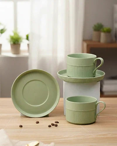 Vogue Stroke Fine Porcelain Cup & Saucer Set of 12 – Artistic Brushstroke Design for Tea & Coffee