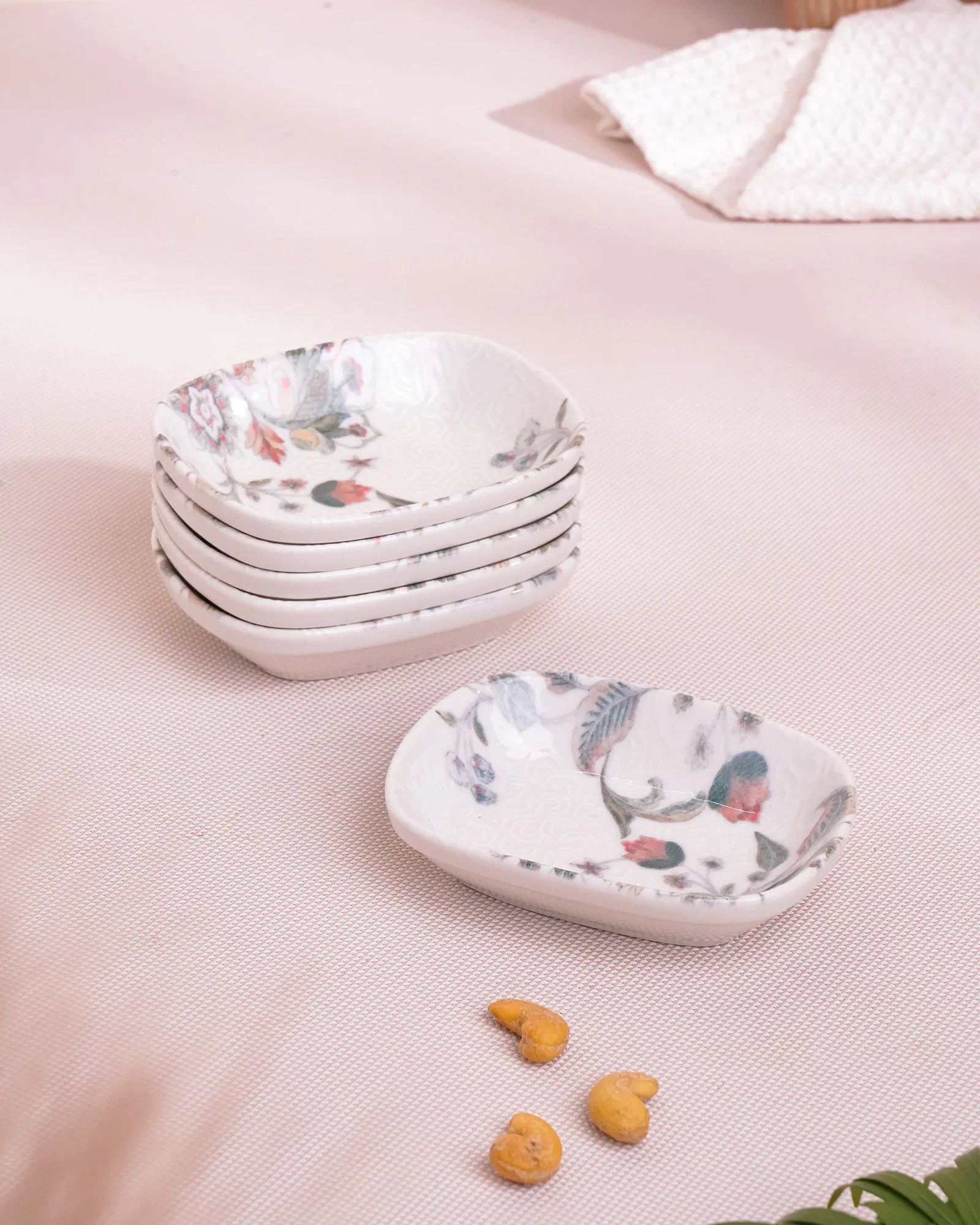 Pixel Rectangle Bowl Set of 6 – 12 cm Elegant Fine Porcelain Snack & Dip Bowls - Vola Global