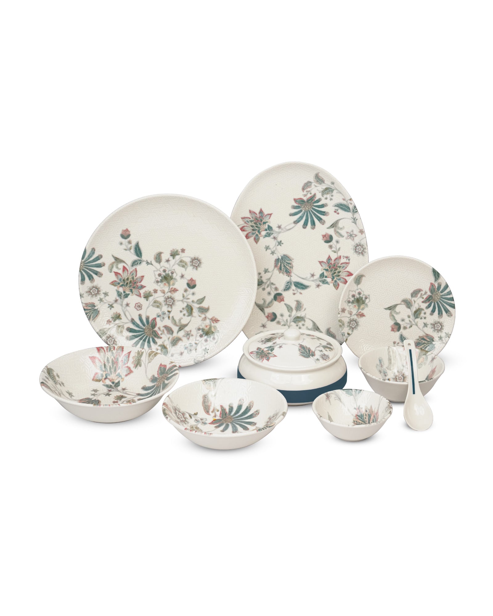 Pixel Jacobean Fine Porcelain Dinnerware Set of 33 – Celestial-Inspired Design - Vola Global