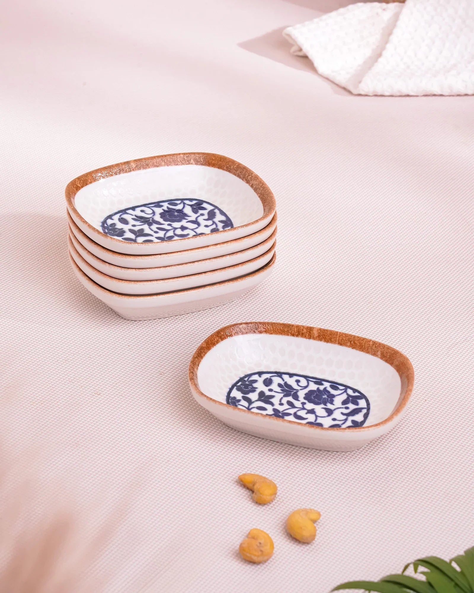 Pixel Rectangle Bowl Set of 6 – 12 cm Elegant Fine Porcelain Snack & Dip Bowls - Vola Global